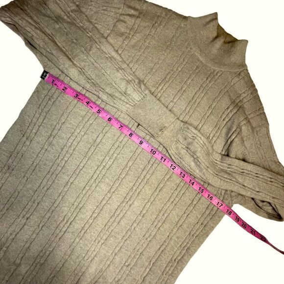 Beige Cable Knit High Neck Sweater - Picture 6 of 7